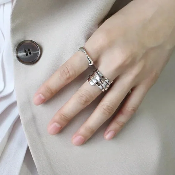 NEW 925 STERLING SILVER MULTILAYER ADJUSTABLE RING, CUTE RING, SHINY RING. - Picture 2 of 5